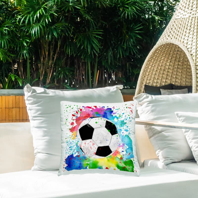Stupell Modern Splash Soccer Ball Printed Outdoor Throw Pillow Design by Kim Allen