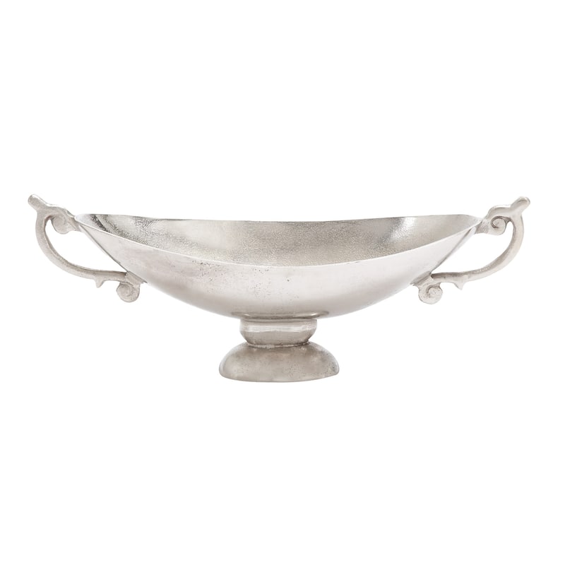 Silver Aluminum Metal Decorative Decorative Bowl with Handles