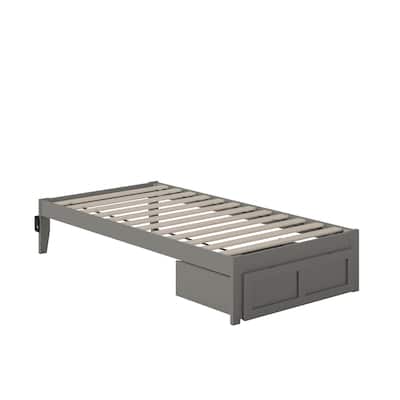 Twin Bed with Storage & USB - Southwestern Style Grey Bedroom Furniture, Slat Kit Included