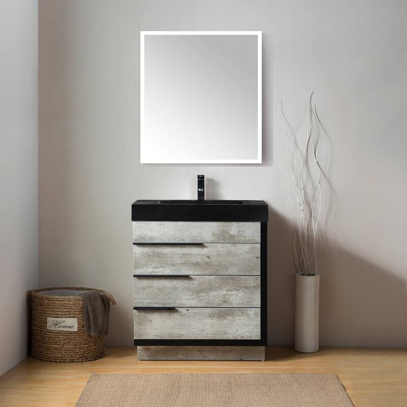 Hatcher 30" Single Bathroom Vanity Set - Grey-Black Sink