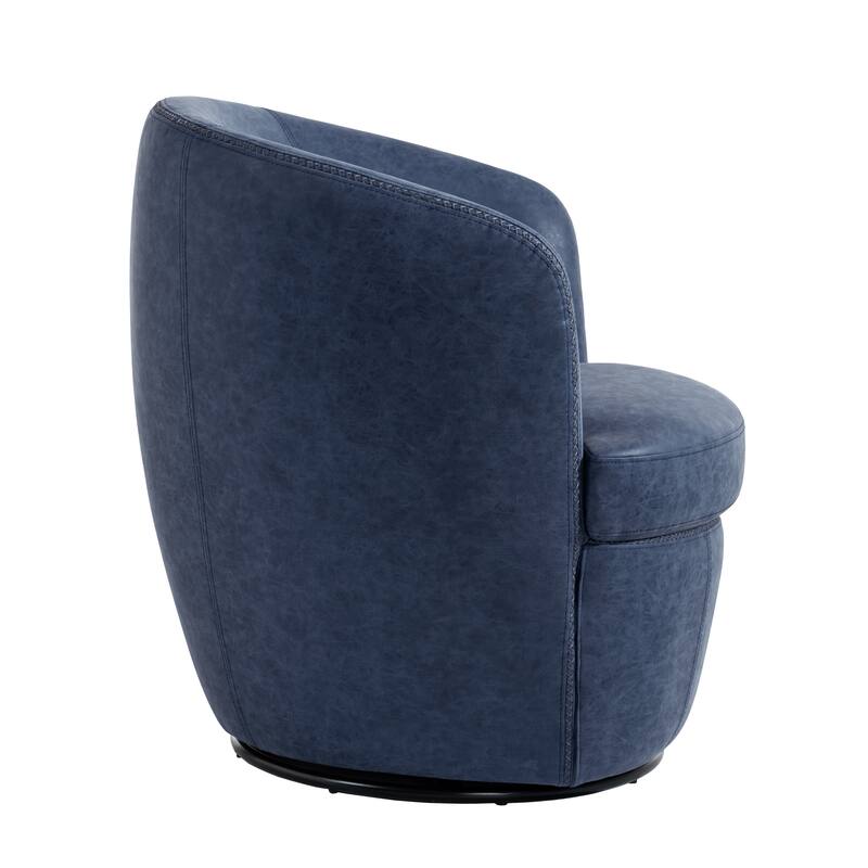 Modern Upholstery Barrel Swivel Chair Faux Leather