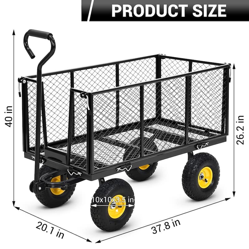 Heavy Duty Steel Utility Garden Wagon Cart with Removable Sides