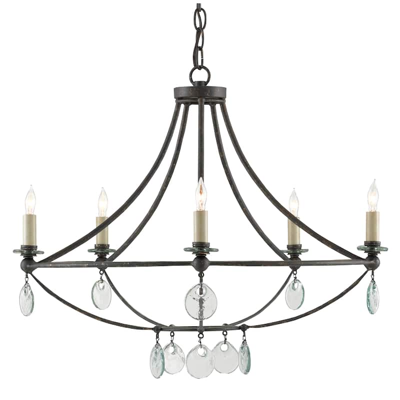 Currey & Company Novella Small Black Chandelier - 21"h x 24.5"dia