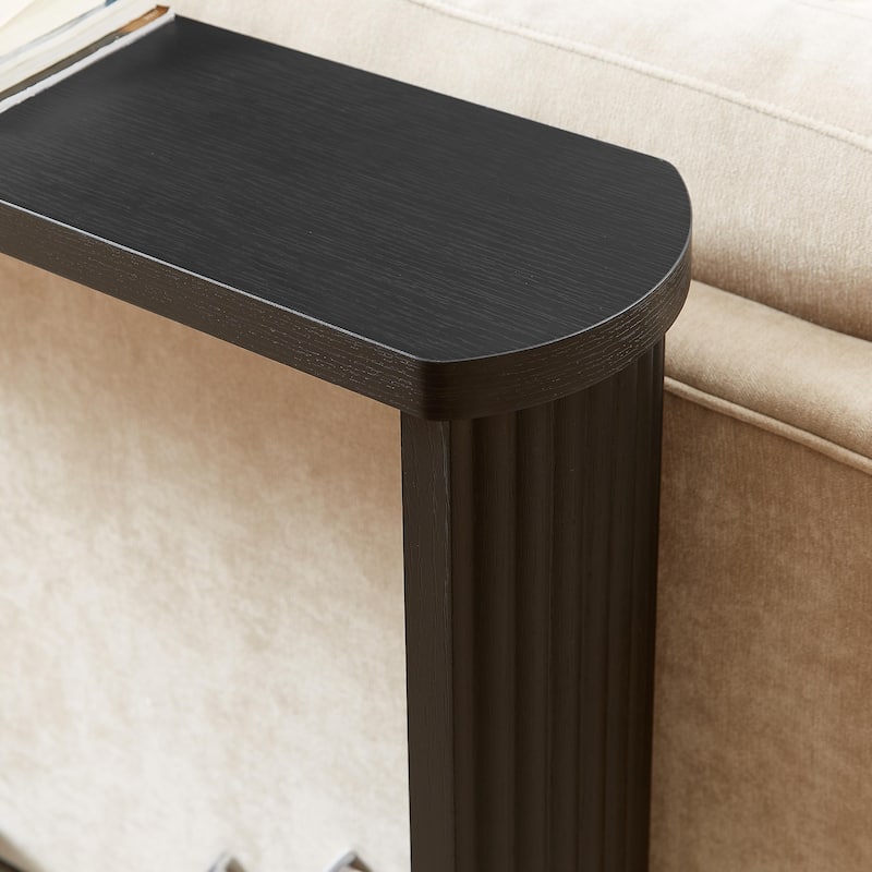 70.1 inch Corrugated Texture Storage Table Narrow Wooden Console Sofa Table Black Entrance Corridor