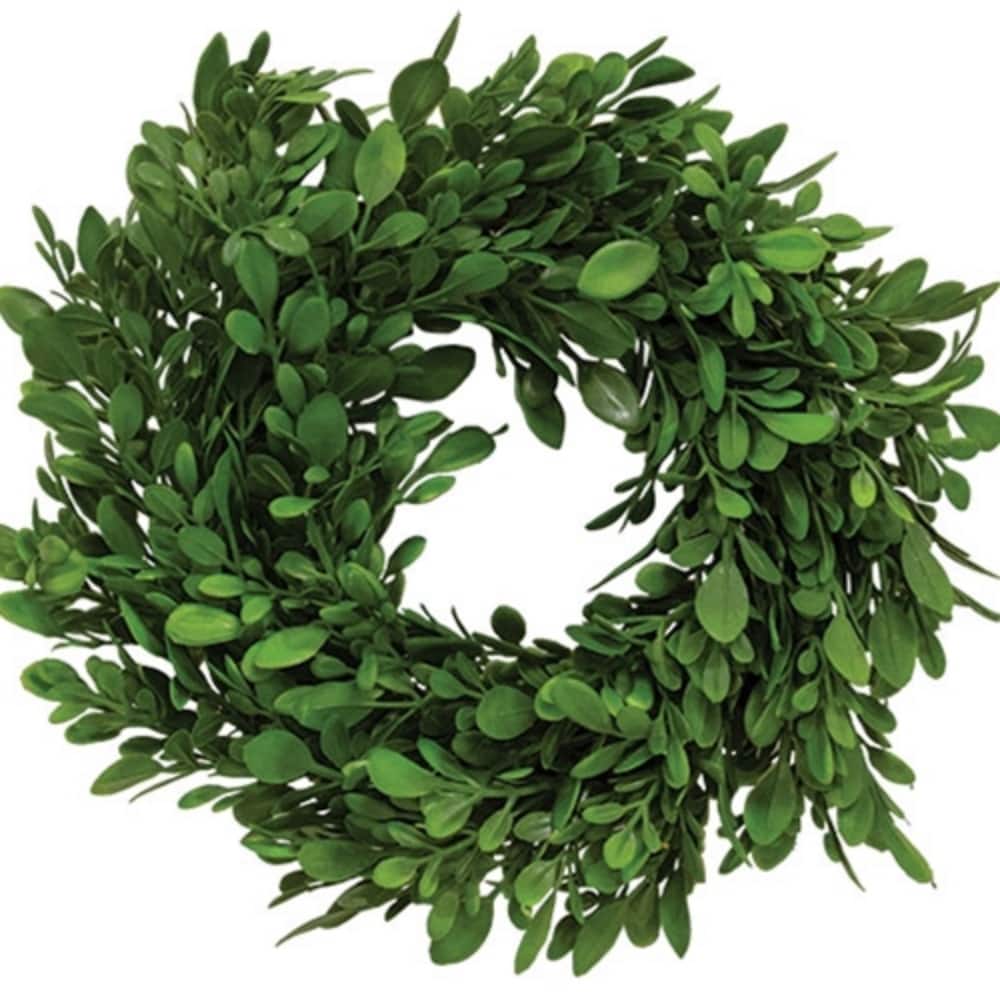 Evergreen Boxwood Wreath 9In Artificial Greenery Decor