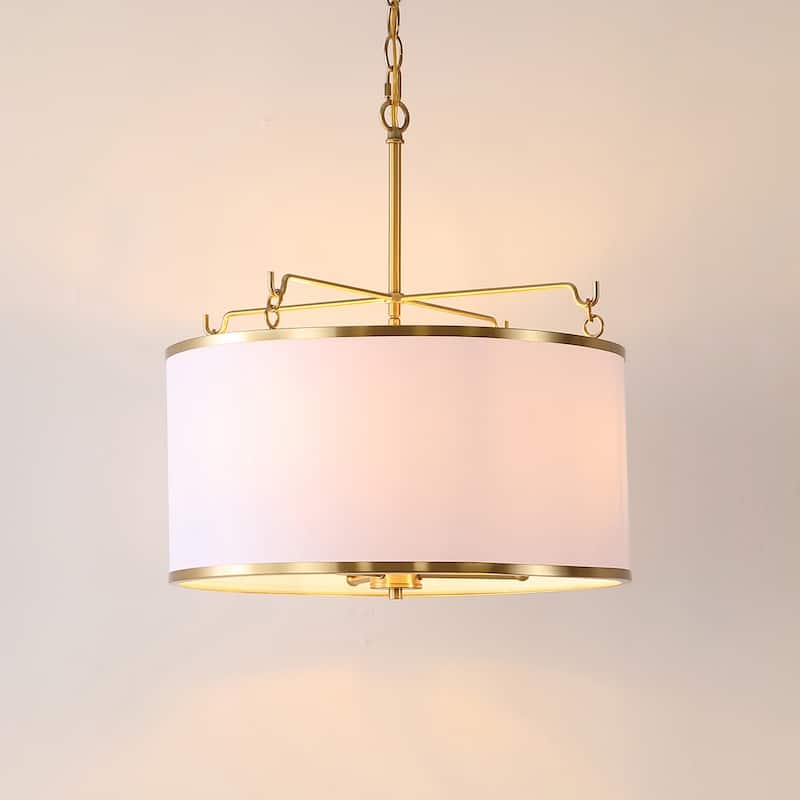 SAFAVIEH Lighting Magdalini 3 Light 18" Pendant - 18" x 18" x 23-82" - withD/H - Brass/White - 18Wx18Dx82H