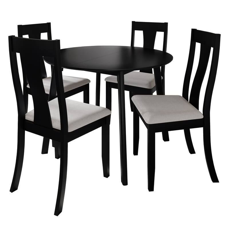 CraftPorch Vintage 4-Piece Chair and Round Table Wooden Dining Set