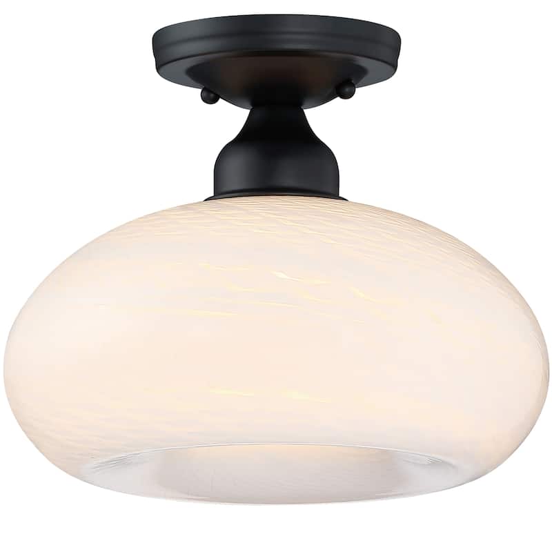 1-Light Metal Flush Mount Light Glass Ceiling Lights