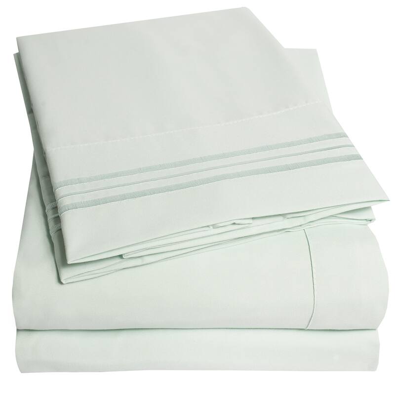 Deep Pocket Soft Microfiber 4-piece Solid Color Bed Sheet Set - Queen - Mint