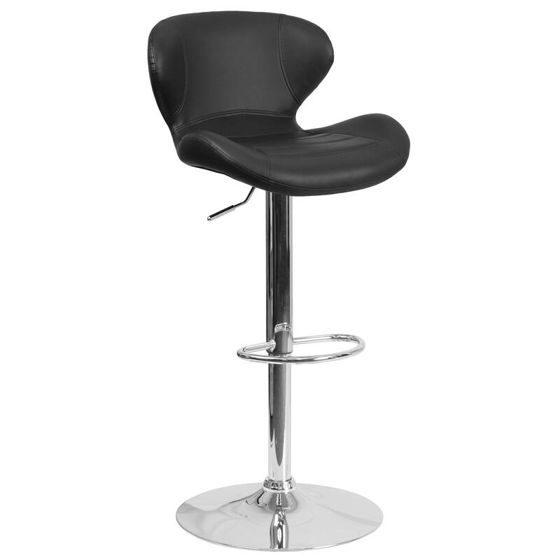 Modern Low-back Height-adjustable Chrome/Vinyl Barstools (Set of 2)