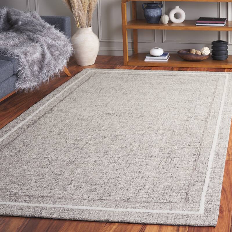 SAFAVIEH Handmade Ebony Mounia Modern & Contemporary Wool Rug - 4' x 6' - Grey/Ivory