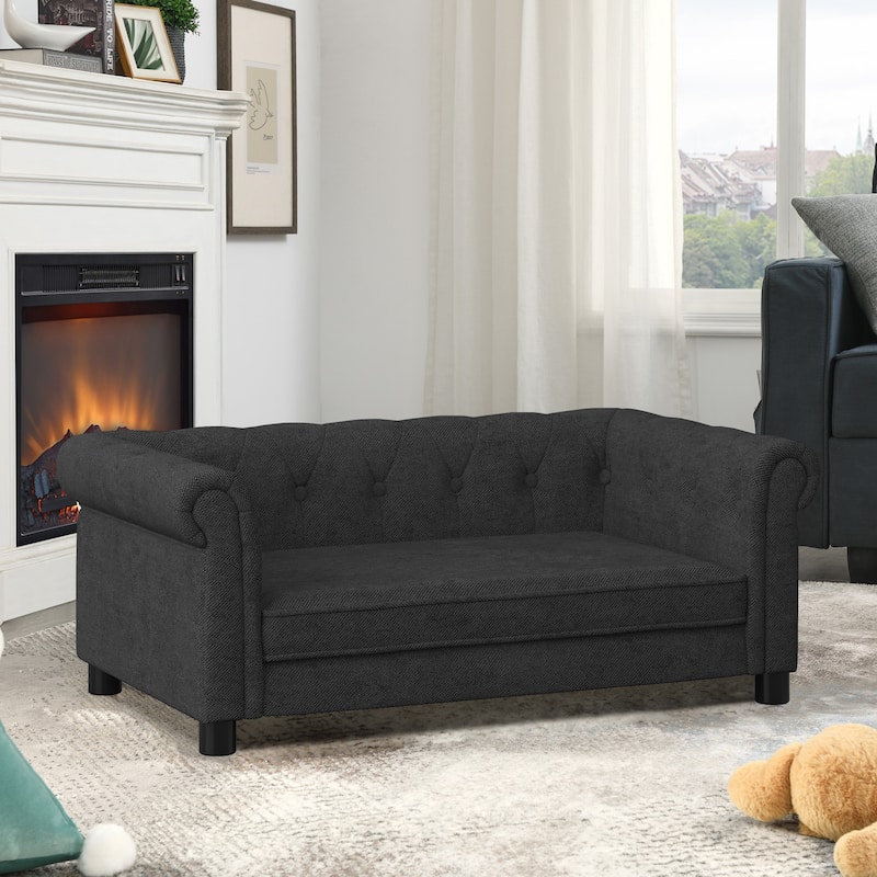 Elegant Rectangular Pet Sofa Bed Up to 100lbs - Black