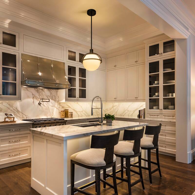 Starsky 1-Light 9in. Modern Globe Chandelier Single Frosted Glass Pendant Light