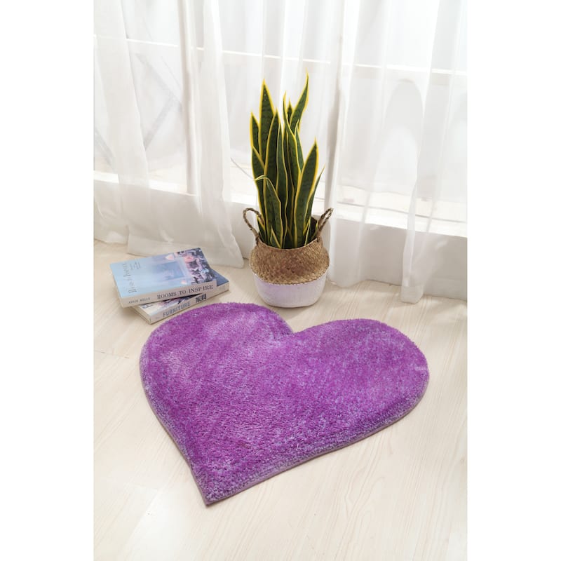 Hearts Collection Hand Woven Shag Area Rug - 24" x 24"