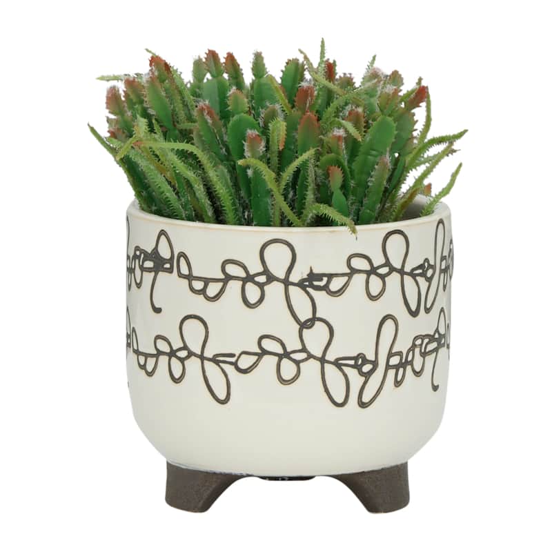 Ceramic Footed Round Planter - Set of 2