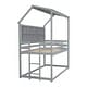 preview thumbnail 20 of 21, Modern Twin Over Twin Low Bunk Kids Bed with House Semi-enclosed Roof,Guardrails,Bedside Storage Shelves and Ladder