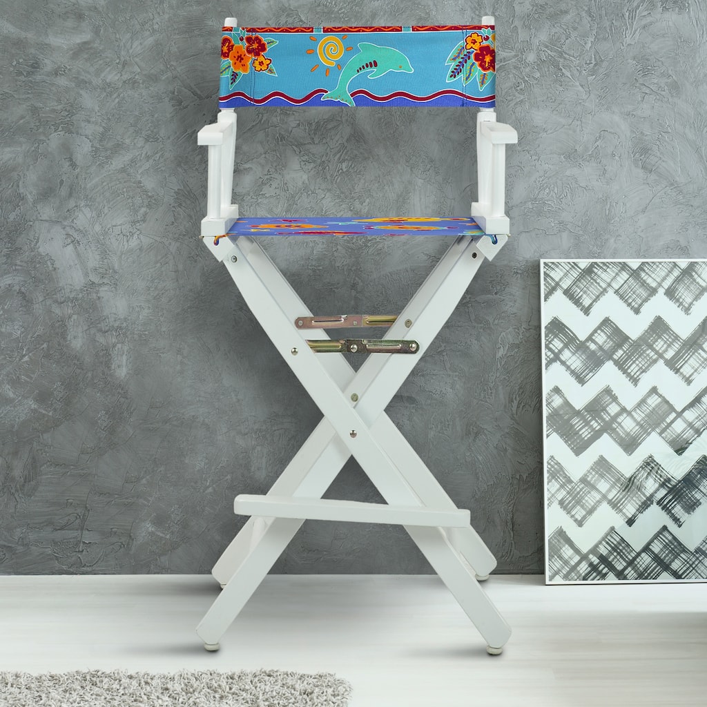 30" Director's Chair White Frame-Tropical Sea - 23"W x 19"D x 45.5"H