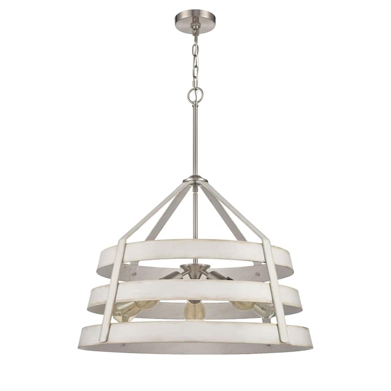 Brigantine 24-inch Wide 5-Light Chandelier in Satin Nickel - 24in W x 24in D x 20in H - 24in W x 24in D x 20in H - Satin Nickel