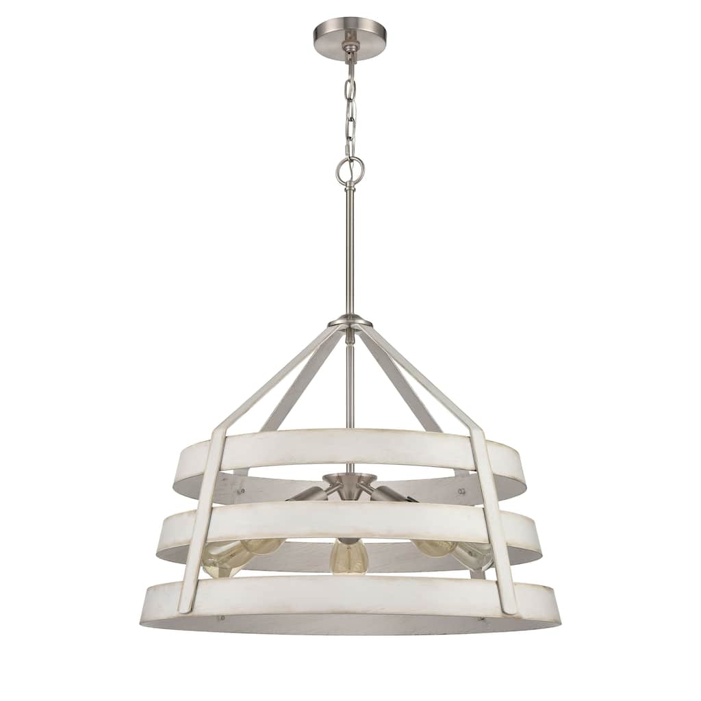 Brigantine 24-inch Wide 5-Light Chandelier in Satin Nickel - 24in W x 24in D x 20in H