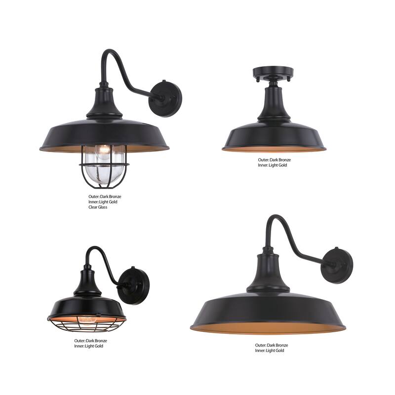 Dorado Bronze Farmhouse Outdoor Flush Mount Ceiling Barn Light Dark Sky - 12-in. W x 9.25-in. H x 12-in. D