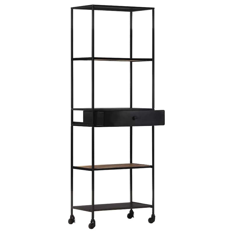 vidaXL Book Cabinet 23.6"x13.8"x70.9" Rough Mango Wood & Iron