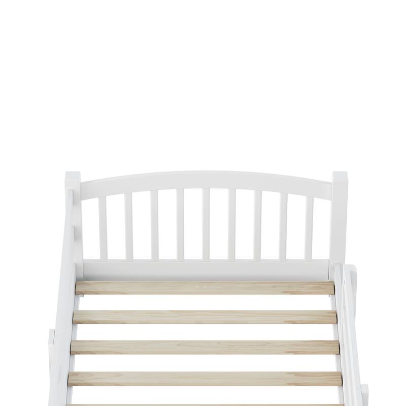 Solid Wood Floor Bed Montessori Bed with Safety Guardrails Without Door