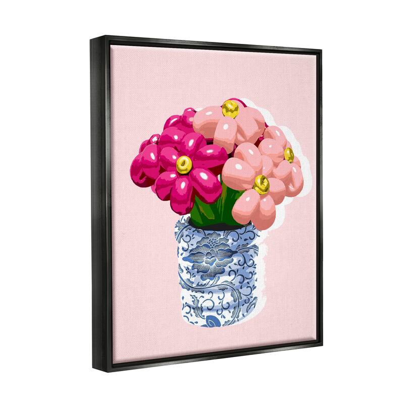 Stupell Balloon Bouquet in Vase Framed Floater Canvas Wall Art Design by Daphne Polselli