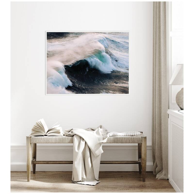 Kate and Laurel Sylvie Crashing Waves on the Portuguese Coast Framed Canvas by Michael Schauer