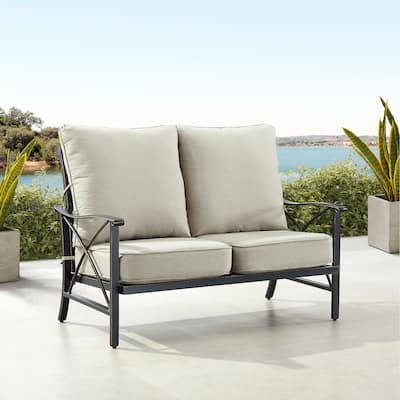 Black Aluminum Deep Seating Deep Seating Loveseat with Cushions