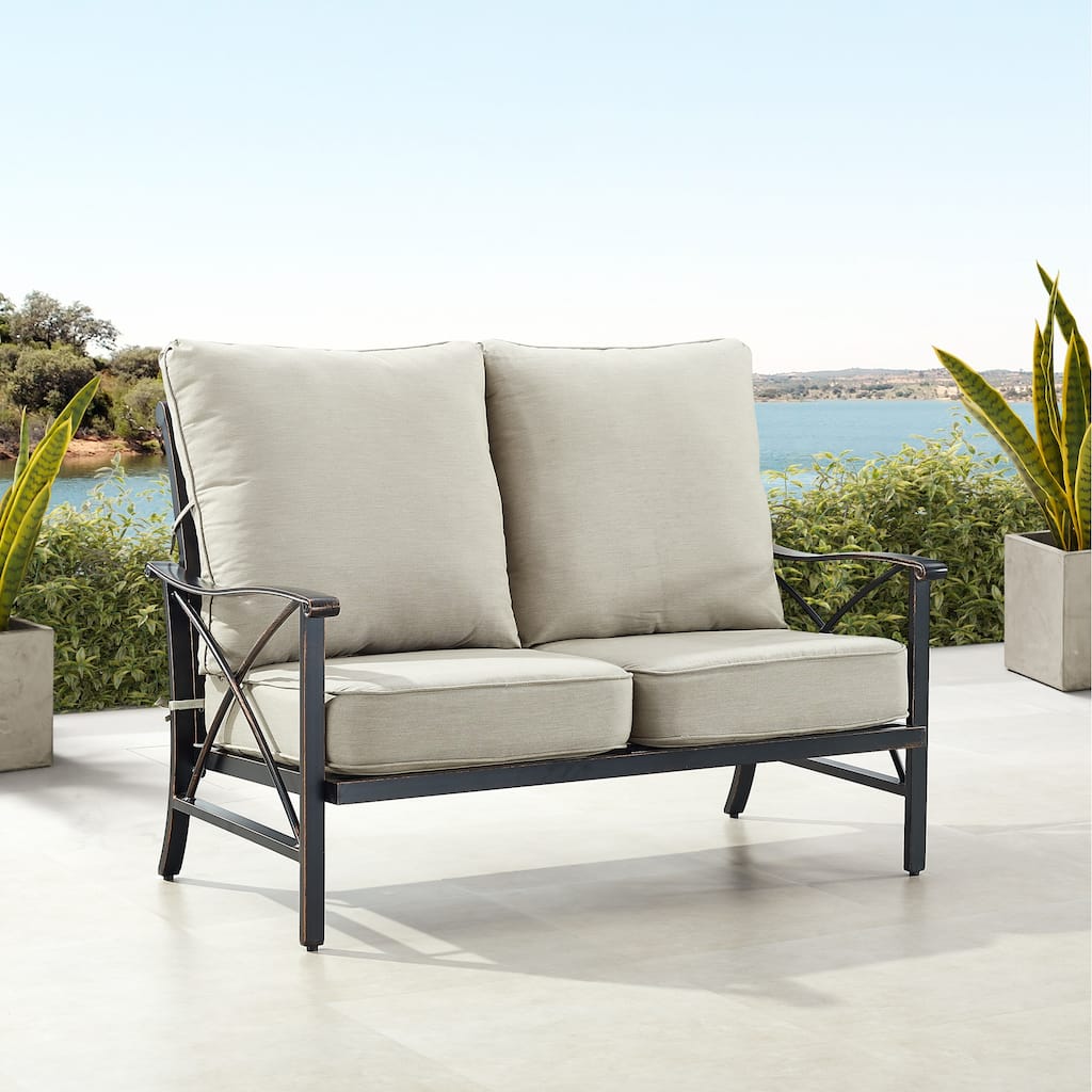 Black Aluminum Deep Seating Deep Seating Loveseat with Cushions