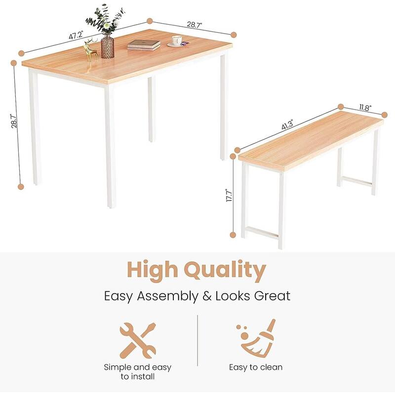 4 - Person Dining Set with Bench and Rectangle Table