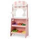 preview thumbnail 2 of 16, Gymax Kid's Farmers Market Stand Wooden Grocery Store Set w/ Cutting Pink