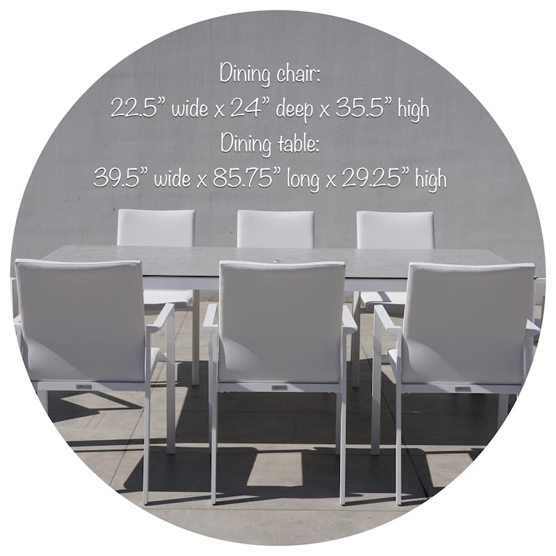 San Giovani White 7-Piece Aluminum Outdoor Dining Set with Sling Set in White - N/A