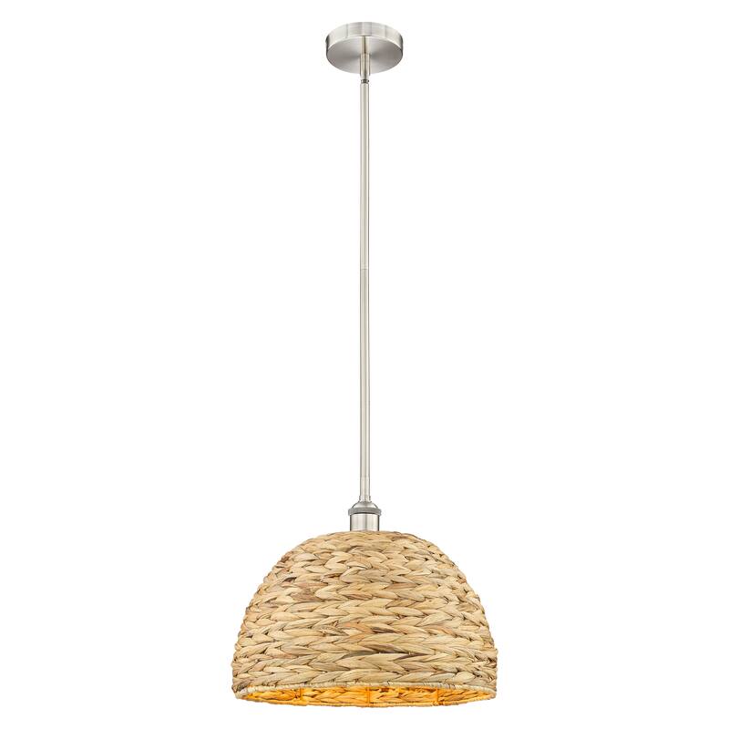 Innovations Lighting Endless Possibilities Edison - Woven Rattan - 1 Light 16" Stem Hung Mini Pendant