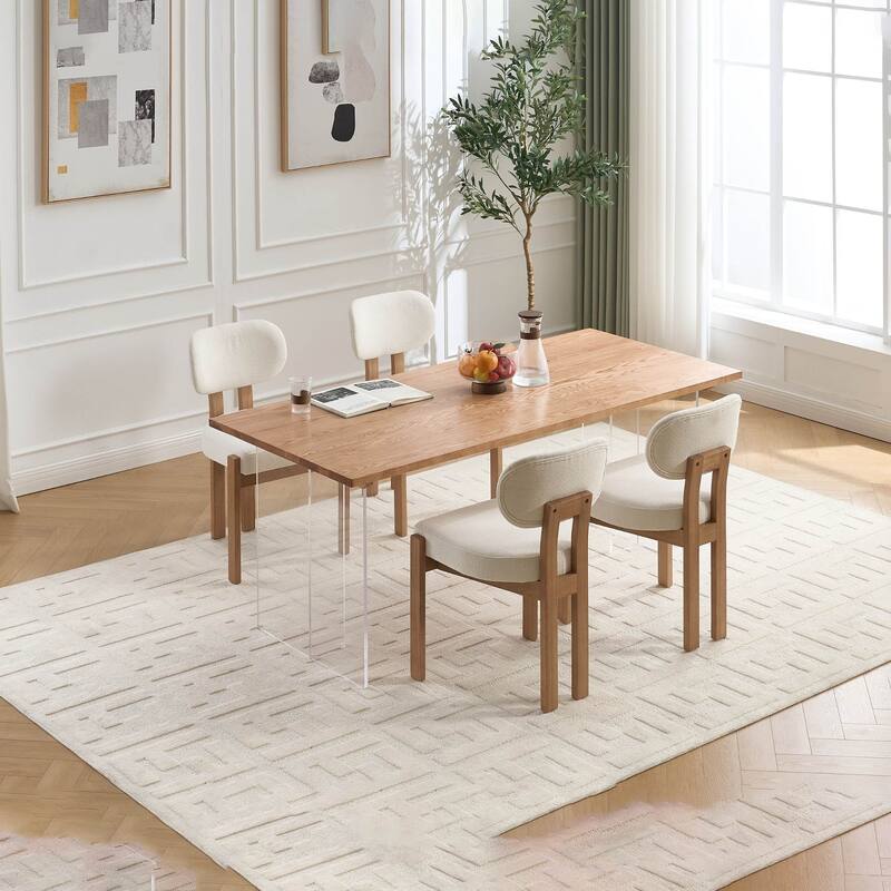 Modern Upholstered Rubberwood Dining Chairs (Set of 2)
