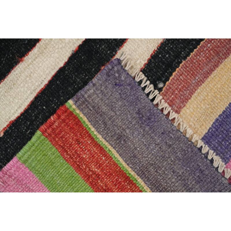 Hand Woven Oriental 100% Wool Carpet Southwestern Geometric Multi-Colored Kilim Area Rug - 9' 3'' X 5' 2''