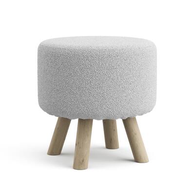 Furniture of America Lyra Contemporary White Round Footrest Stool Set of 2