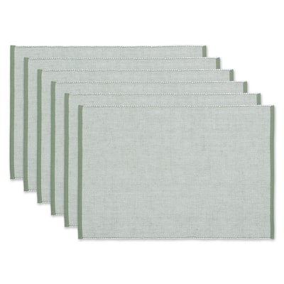 DII French Blue Eco-Friendly Chambray Fine Ribbed Placemat 6 Piece