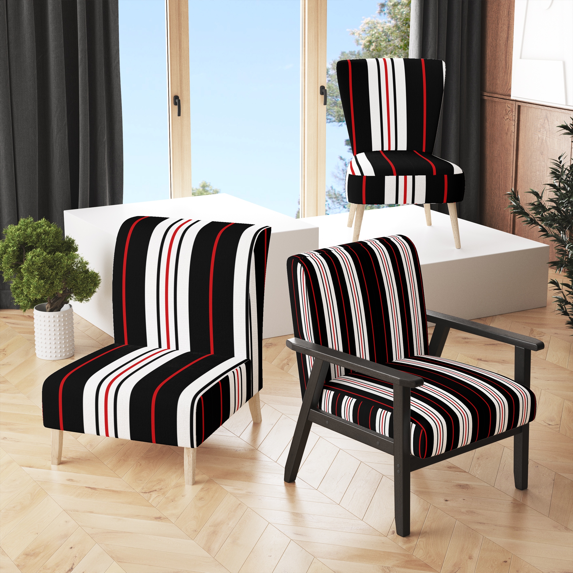 Striped sales accent chair