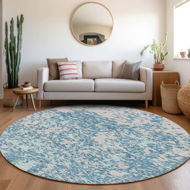 Premium Washable Super Soft Abstract Pixels Mayfield Rug - Teal - 8' x 8'