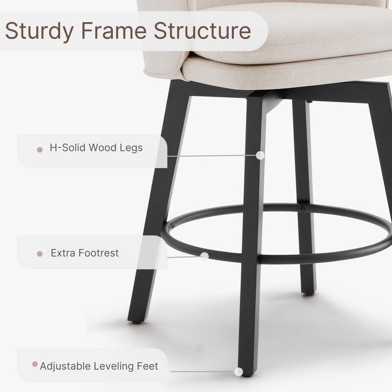 Spruce & Spring Kaylee Modern Swivel Counter Height Bar Stools with Arm