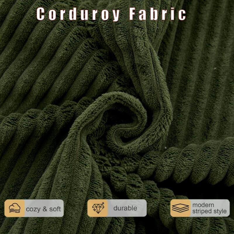 2-in-1 Convertible Corduroy Sofa Bed Folding Sleeper Loveseat Couch Full Floor Bed with Pillows, Storage Pockets and Cup Holders