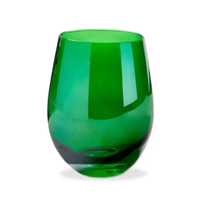 Green Stemless Wine Glass - 18oz Capacity, Perfect for Christmas Celebrations, Hand Wash Only, 3.5" x 3.5" x 5"