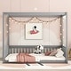 preview thumbnail 9 of 9, Full Size Canopy Bed Floor Bed with Fence, Guardrails