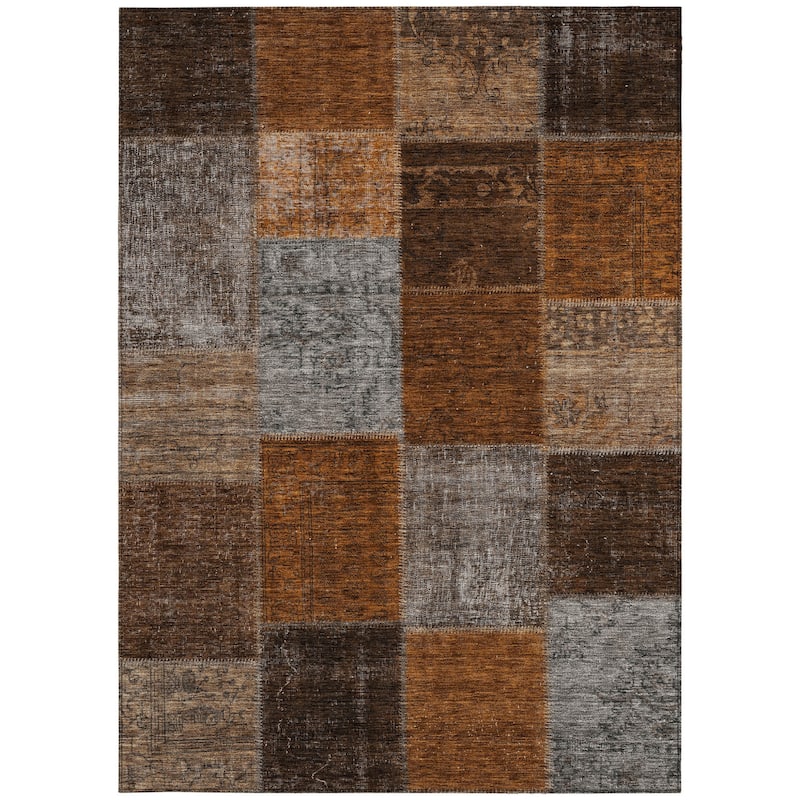 HomeRoots Patchwork Transitional Rectangle Outdoor Rug