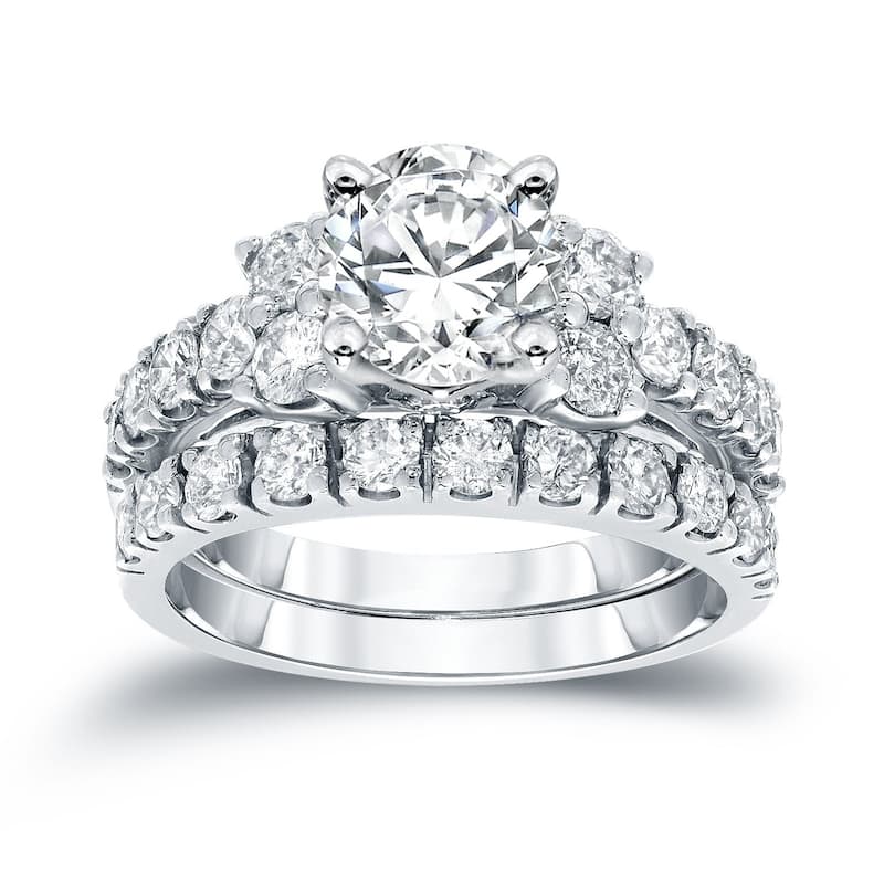 Auriya 14k Gold 2ctw Classic Round Diamond Engagement Ring Set