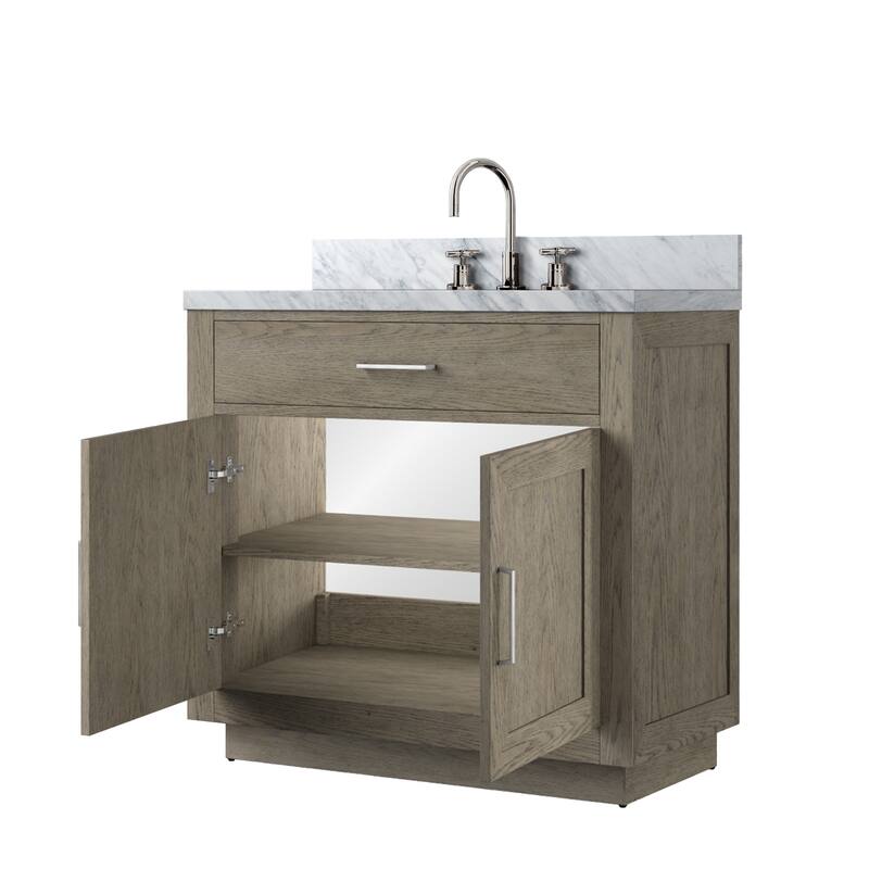Abbey Bath Vanity with Carrara Marble Top, Sink and Faucet