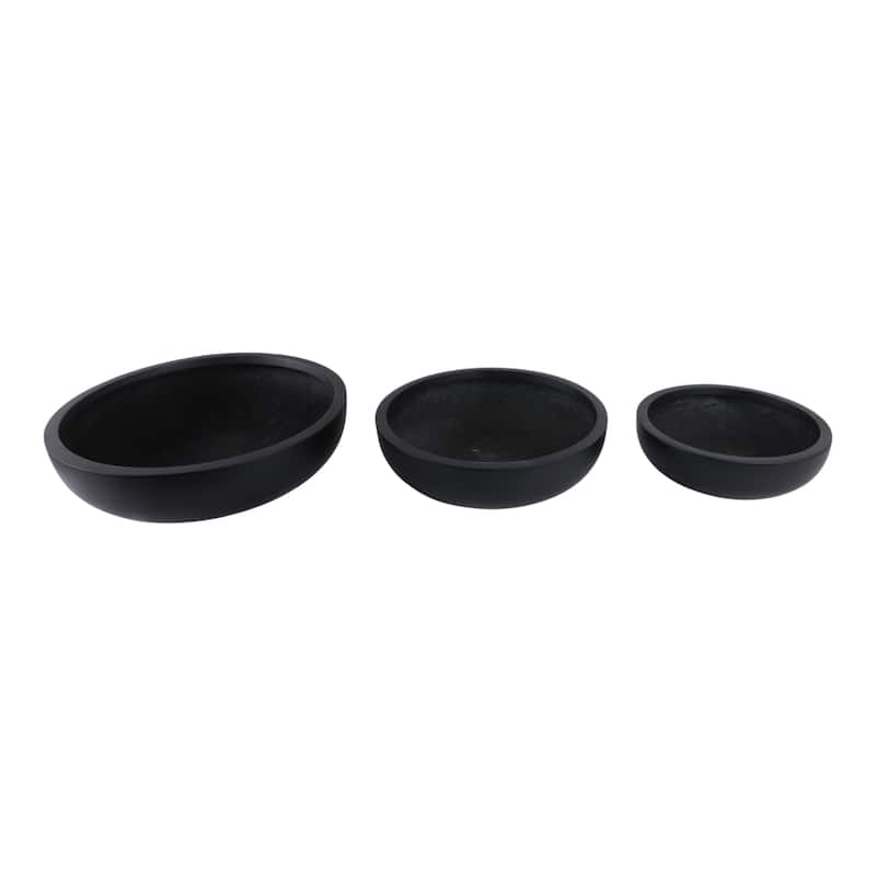 Resin Bowl Planters Round Decorative Plant Containers (Set of 3) - 21" x 21" x 6"