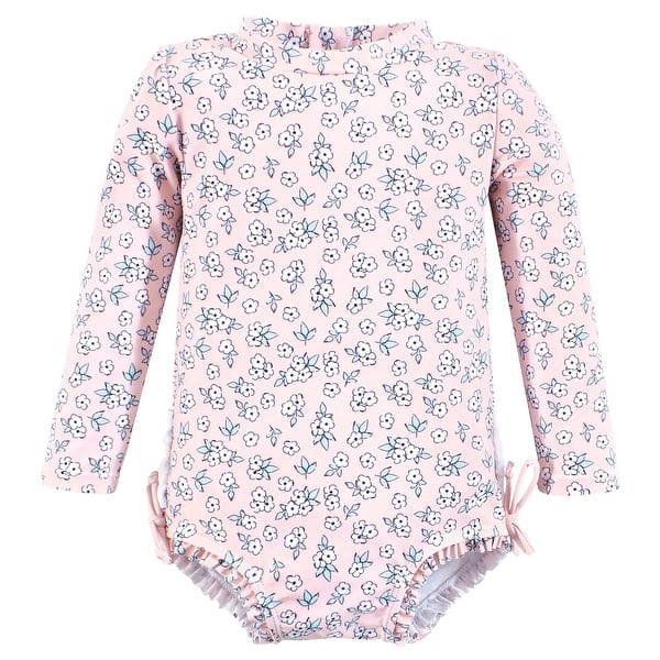 slide 1 of 1, Hudson Baby Girls Rashguard Toddler Swimsuit, Pink Primrose 2T - Pink Primrose Toddler