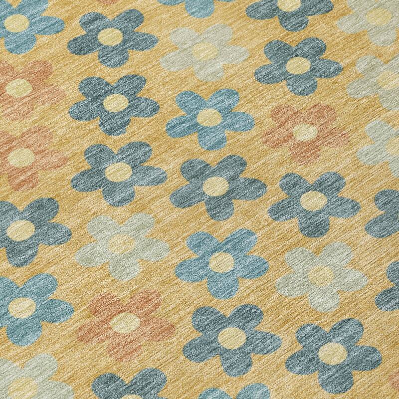 Machine Washable Indoor/ Outdoor Floral Kechi Chantille Rug